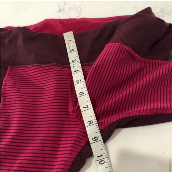 Lululemon low cut crop leggings side pockets red with stripes - Picture 15 of 15